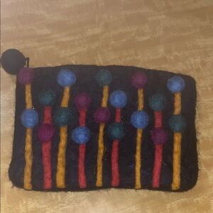 Rising Tide Deep Navy Blue Wool Mini Bag with Colorful Accents